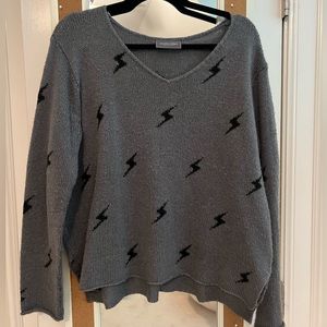 WOODEN SHIPS gray/black lightning cashmere sweater